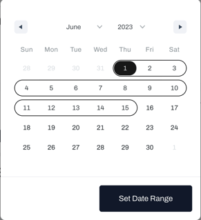 Dashboard > Customer Date Range