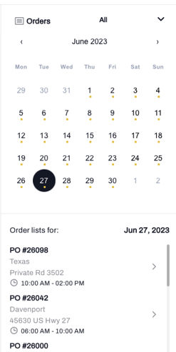 Orders Calendar 